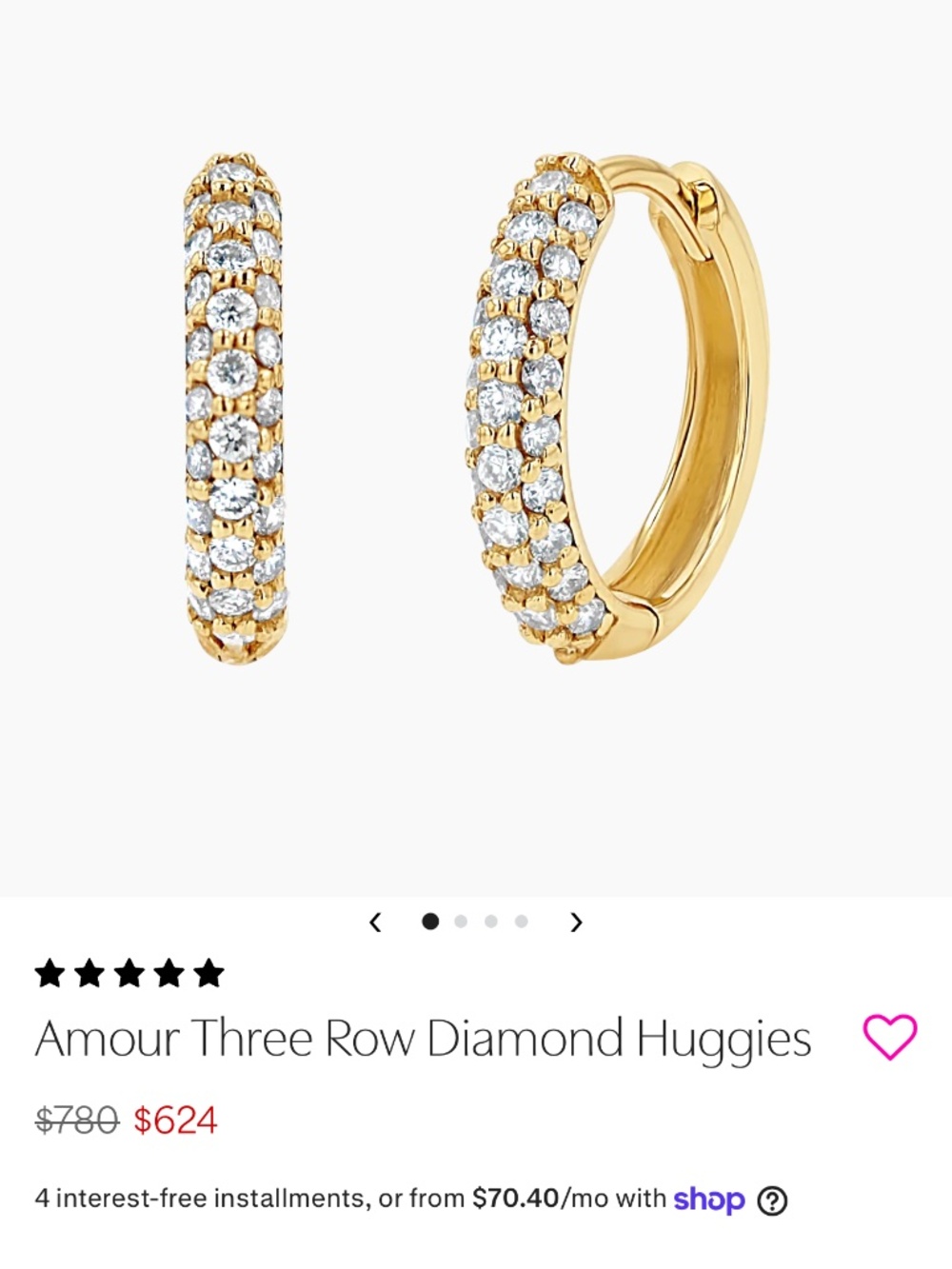 Amour Three Row Diamond Huggies